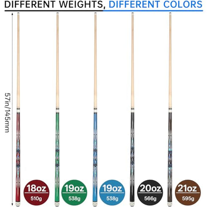 Pool Cues Set of 5/4/1, Pool Sticks for Adults 58 48 Inch 15 18 19 20 21oz Maple Wood Billiards Cue Sticks, for Professional Billiard Players Bars Home Hall Table Sport - color: 5 Cue Sets (18 19 19 20 21oz)