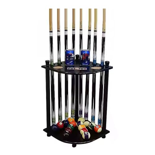 Freestanding Billiards Storage Rack,Solid Wood Floor Standing Pool Cue Holder,Ball Storage,for 8 Cues Sticks Storage(Color1) - color: Color1