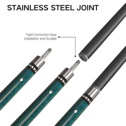 HomeSeason Carbon Fiber Pool Cue 58" with Leather Bag Extender Extension Rod Professional Pool Stick 4-Layer Tip Low Deflection Cue Stick, 3 * 8/8Joint Pin, Ultra-Smooth, Billiard Cue Sticks - color: 19oz with bag