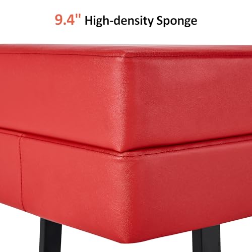 BarberPub Waiting Room Chairs, Heavy Duty Office Guest Reception Bench, Faux Leather Upholstered Lobby Chairs for Salon, Conference Room 7008 (Red) - color: Red