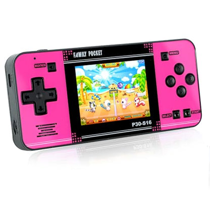 Handheld Game for Kids -Preloaded 220 Retro Video Games, Portable Gaming Player with Rechargeable Battery 3.0" LCD Screen, Mini Arcade Electronic Toy Gifts for Boys Girls (Black+Pink) - style: Black+Pink