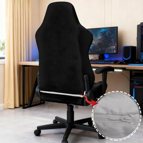 Suobstales Dragonfly Daisy Pattern Gaming Chair Covers Washable Cat Scratch Proof, Stretch Gaming Chair Seat Covers with Armrest Cover, Anti-Scratch Protection for Ergonomic Game Rotating Office Chair - color: Dragonfly Daisy