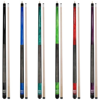 Pool Cues Set of 6, 58" 2-Piece 3D Grip Billiard Table Sticks, 4 Weights (18-21oz) & 6 Colors, Pro Maple Pool Sticks for Home Bar Game Room - color: Purple+Red+Green+Teal+Blue+Black