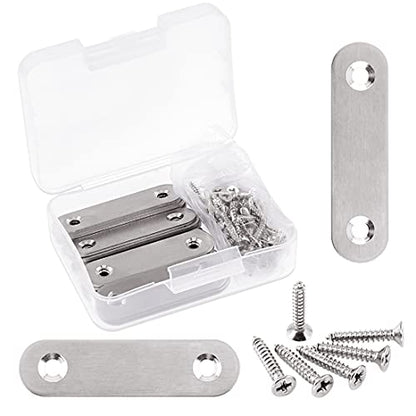 Glarks 20 Sets 60mm/2.4inch Stainless Steel Flat Straight Brace Brackets Mending Joining Plates Repair Fixing Bracket Connector and 40pcs Self Tapping Screws Set (60mm/2.4inch)