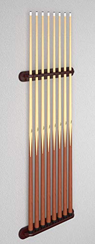 Viper 2-Piece Traditional Wall Mounted Solid Oak Billiard/Pool Cue Rack, Holds 8 Cues - style: Mahogany