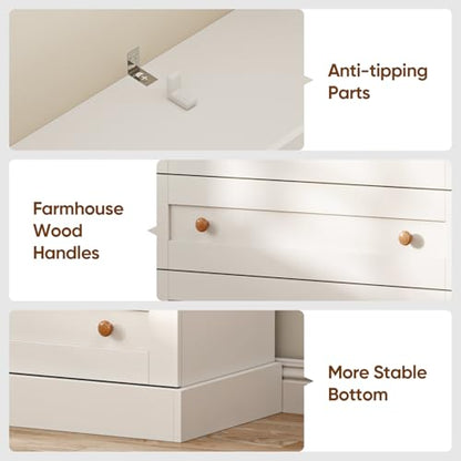 Vyre 71" Tall Farmhouse Bookshelves with Glass Doors and Drawers, Set of 2 – Large Modular Bookcase with Adjustable Shelves, Storage Cabinet for Living Room, Kitchen, White - color: White
