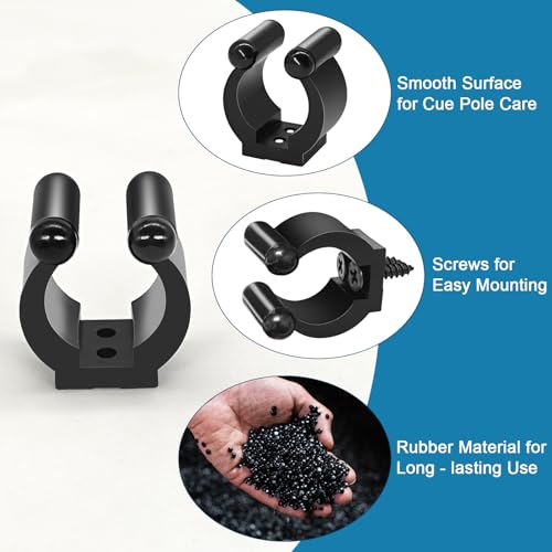 30 Pieces Pool Cue Holder Clips with Screws, Wall Mounted Fishing Rod Clips, Multi-Functional Storage Clamps Rack for Billiards Cue, Snooker Cue, and Fishing Pole