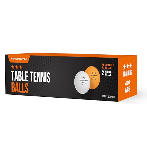 PRO-SPIN Ping Pong Balls - 3-Star Premium Table Tennis Balls | High-Performance 40+ ABS Professional Quality | Ultimate Durability for Indoor & Outdoor Ping Pong Tables (White/Orange, 4-Pack)