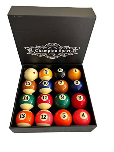 Champion Deluxe 2-1/4" Billiard Pool Ball Set Complete 16 Ball Set (Several Style Available) - color: Pro TV Pool Balls Set
