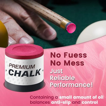 SOLROS Billiards Cue Chalk - High Performance Pure Round Pro Chalk | Color：Blue，3PCS，Low Dust & Long Lasting，Ready to Usez，Smooth Control，for Any Venue - color: Pink