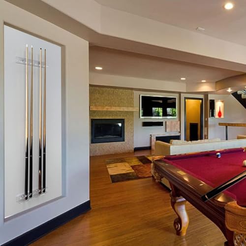 Acrylic Pool Cue Wall Rack, Billiard Cue Wall Holder for 6 Cues, Transparent Space Saving Wall Mounted Cue Stick Organizer with Easy Installation for Home Game Room
