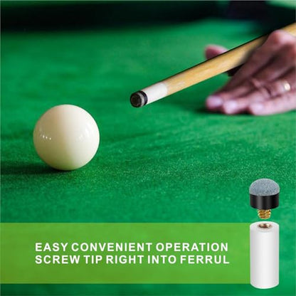 20pcs Screw-in Pool Cue Tips & Ferrules Set – No Glue Needed, Universal Fit for 12mm/13mm Cues, Leather Tip with Plastic Ferrule for Easy Replacement