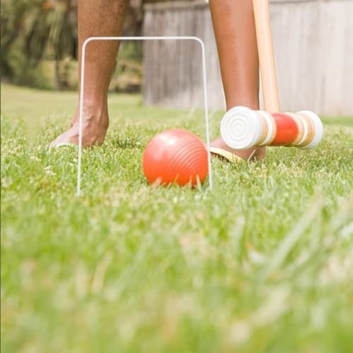 12 Pcs Metal Croquet Wickets Replacement Set, Iron Wire Croquet Gates with White Coating, Heavy Duty Lawn Game Hoops for Backyard Outdoor Family Play