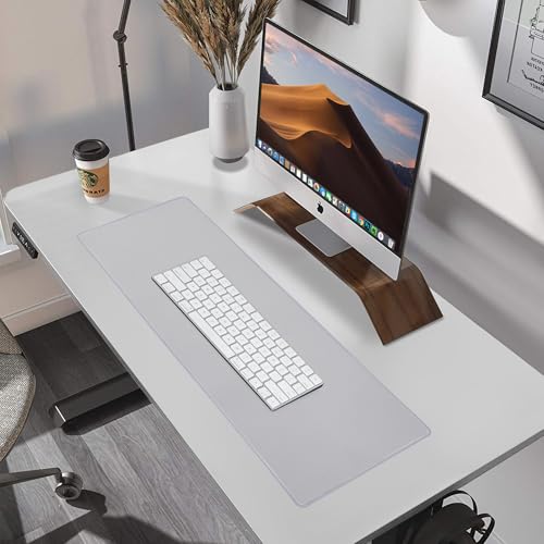 ALOANES Silvery Waterproof Desk Mat, Large Mouse Pad with Extended Mouse Mat, with Anti Slip Base, Stitched Edge, Grain Jacquard Surface, Perfect for Gamer, Office & Home, 3XL(15.74''x35.43''x0.12'') - color: 01- Pro Silver, size: 3XL(35.4" x 15.7")