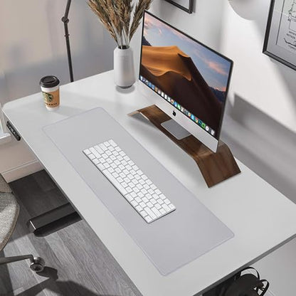 ALOANES Silvery Waterproof Desk Mat, Large Mouse Pad with Extended Mouse Mat, with Anti Slip Base, Stitched Edge, Grain Jacquard Surface, Perfect for Gamer, Office & Home, 11.81''x31.50''x0.12'' - color: 01- Pro Silver, size: XL(31.5" x 11.8")