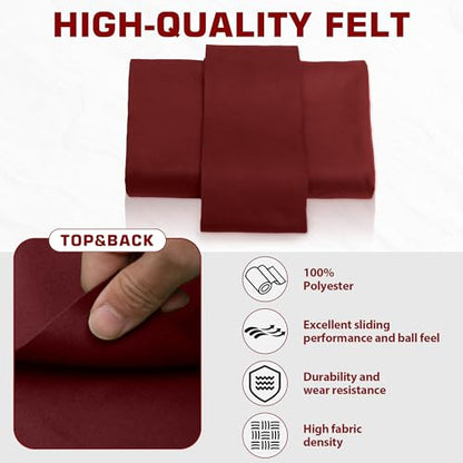 Pool Table Felt and Bumper Kit Felt for Billiard Cloth with Pool Table Bumpers and Cushions Facing, 6 Pcs Cloth Strips and Staple Remover - color: Burgundy, size: 8FT + 42'' Bumpers