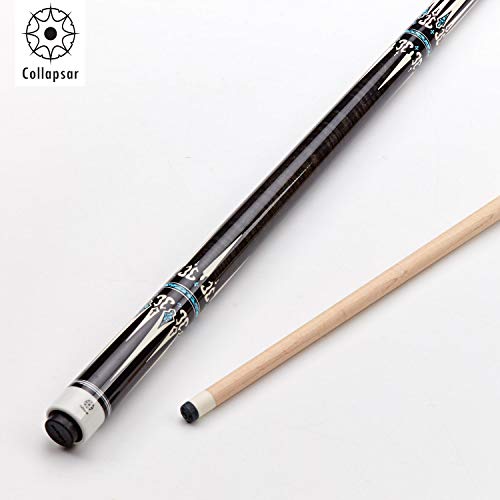 Collapsar CXT Pool Cue with Soft Case,Black with Cream Points and Turquoise,Wrapless Handle 58Inch Professional Pool Stick - color: Dark Gray handle, size: 21 ounce