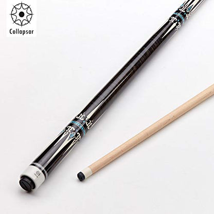 Collapsar CXT Pool Cue with Soft Case,Black with Cream Points and Turquoise,Wrapless Handle 58Inch Professional Pool Stick - color: Dark Gray handle, size: 21 ounce