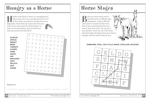 Horse Games & Puzzles: 102 Brainteasers, Word Games, Jokes & Riddles, Picture Puzzlers, Matches & Logic Tests for Horse-Loving Kids (Storey's Games & Puzzles)