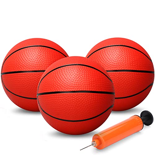 Gamtec 6" Small Basketballs for Kids, Toddler 6 Inch Little Ball for Over Door Mini Hoop, Silence Rubber Basketball Ball for Indoor Outdoor, Beach Sand Toy Balls for Pool Hoop 3PCS with Pump - color: Red