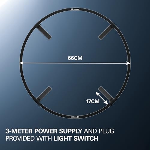 Target Darts Corona Vision Dartboard Lighting System, Black Frame | White LED Dart Board Surround Ring Light with Magnetic Feet | Shadow Eliminating Dartboard Light | Professional Darts Accessories