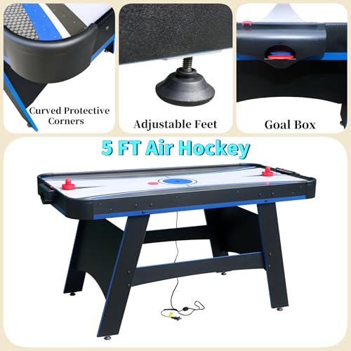 5 ft Air Hockey Table with Table Tennis Top, 2-in-1 Multi-Game Tables with Play Accessories for Adults and Kids, Game Room, Home, Office, Indoor Hockey Arcade Game