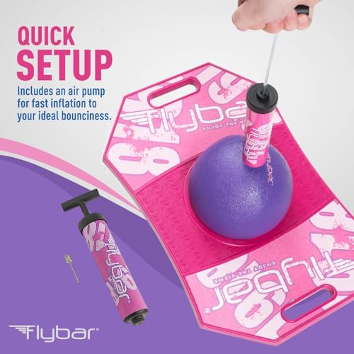Flybar LED Pogo Trick Ball for Kids Balance Bounce Board w/Anti-Slip Deck - color: Pink Berry 2