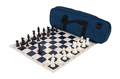Deluxe Chess Set Combination - Triple Weighted - by US Chess Federation (Navy Blue) - color: Navy Blue