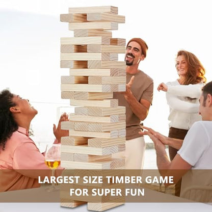 Aivalas X-Large Size Giant Tumble Tower, 60 Blocks Outdoor Games Stacking Games Includes Dice Carrying Bag Scoreboard, Stacking Over 5FT for Backyard Lawn Party Playing - size: XL-Over 5 FT-60PCS