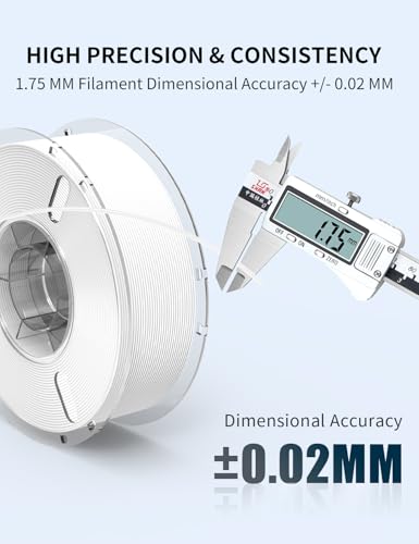 RAMBERY White PLA+ 3D Printing Filament 1.75mm 1kg Spool, Toughness Upgraded 3D Printer Filament, Neatly Wound Fit Most FDM Printers - color: Pla+ White, size: 1kg