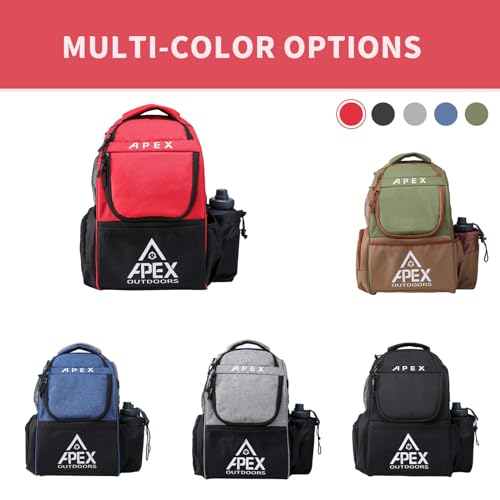 Disc Golf Bag, Large Disc Golf Backpack Holds Over 21 Discs, Durable & Lightweight with Multiple Storage Pockets - color: Red