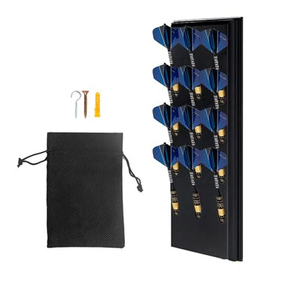 Darts Holder Wall Mounted Displays: Suit for 12 Steel/Soft Tip Darts,with Metal Hook & Storage Bag
