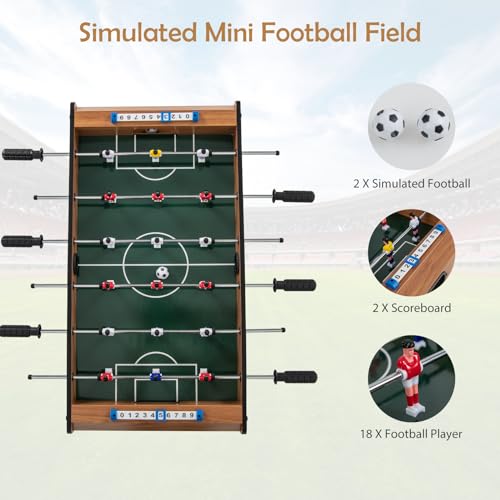 GYMAX Tabletop Foosball Game, 27” Mini Foosball Table with 2 Balls & Score Keeper, Easy Assembly Compact Indoor Table Soccer Game for Kids Adults Family
