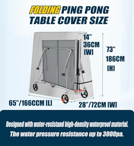 Foldable Ping Pong Table Cover for Outdoor & Indoor Folding 9 x 5 FT Table Tennis Tables Windproof Cover with Zipper & Buckles - color: Black