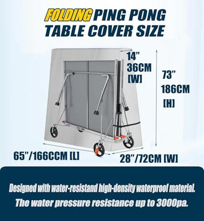 Foldable Ping Pong Table Cover for Outdoor & Indoor Folding 9 x 5 FT Table Tennis Tables Windproof Cover with Zipper & Buckles - color: Black
