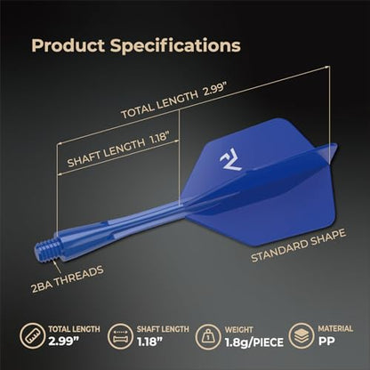 FunVision Aero Darts Flight and Shaft, Integrated Flight & Shaft System, Professional 2-in-1 Molded Darts Wings Accessories（3PCs ） - color: Blue