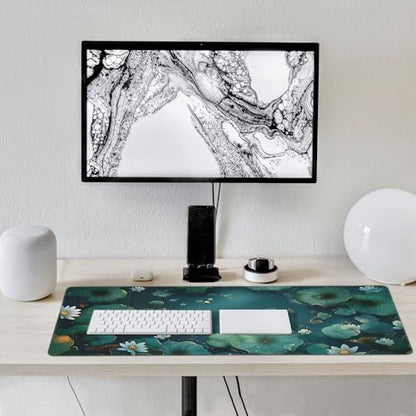 Large Extended Gaming Mouse Pad with Stitched Edges, (35.4X15.7In) Durable Non-Slip Natural Rubber Base, Waterproof Computer Keyboard Pad Mat for Esports Pros/Gamer/Desktop/Office/Home (B) - color: B