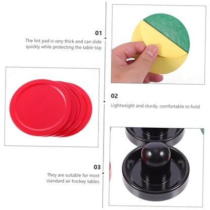 Air Hockey Replacement Parts Plastic Pushers and Pucks with Thick Lint Pads for Table Hockey Game Accessories Lightweight Strikers in Blue Black Red Green