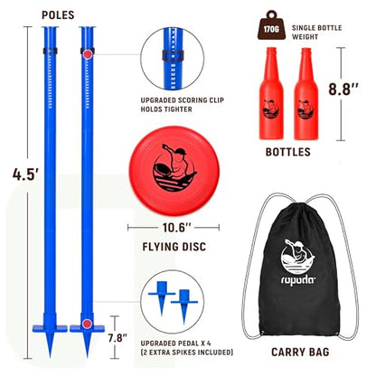 ropoda Outdoor Games -Upgraded Flying Disc Game Set with Reinforced Ground Spike(Includes 2 Extra), Portable Disc Toss Game for Lawn and Beach with Thicker Pole - size: 2in-Pro