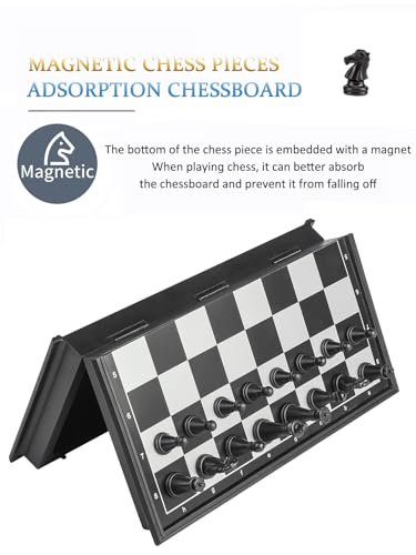 Chess Sets Magnetic Board Games - 5.1 Inches Travel Small Mini Pocket Chess Set for Teenager & Adults, Folding Portable Chess Gifts Classic 2-Player Strategy Family Game for Beginner and Professional - color: Black&white, style: Mini / 5.1Inch