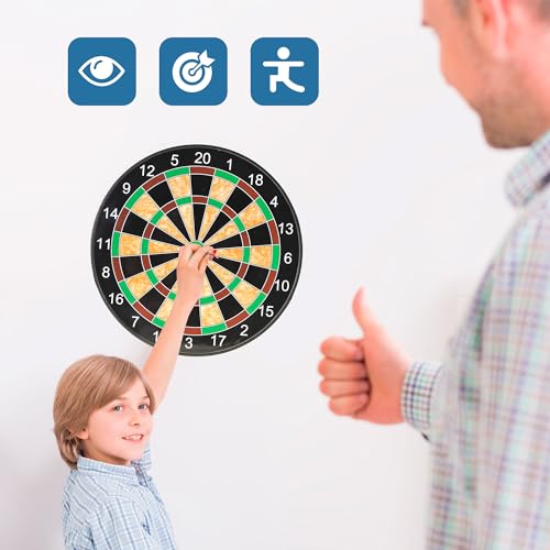 PowerTRC Magnetic Dart Board Game, Magnetic Dart Toy for Kids, Indoor - Outdoor Game Activities, Gift for Boys Girls Ages 5 6 7 8 9 10 11 12 Year Old Kids and Adults