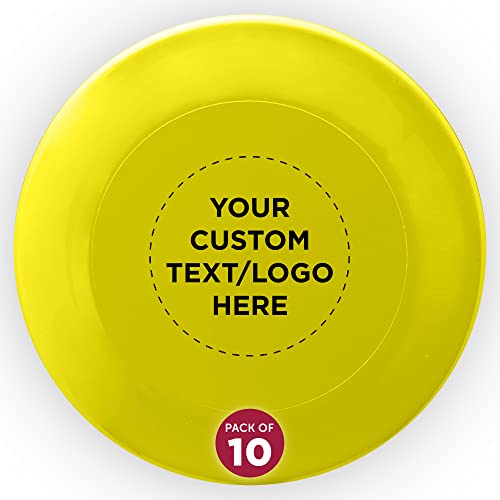DISCOUNT PROMOS Frisbee Flying Discs in Bulk, 9.25 in. Fun Family Beach Game - color: - Custom - Yellow, size: 10 flying discs