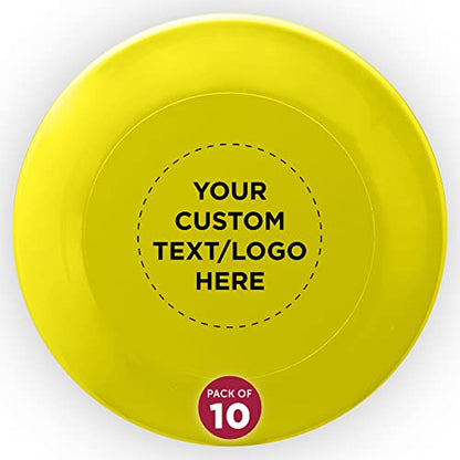 DISCOUNT PROMOS Frisbee Flying Discs in Bulk, 9.25 in. Fun Family Beach Game - color: - Custom - Yellow, size: 10 flying discs