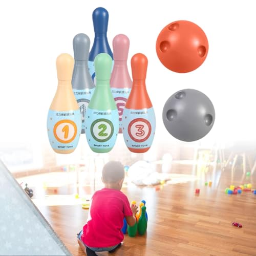 Children's Bowling Set with 6 Pins and - Family Development Game for Activity Toy for The Garden - color: With Number