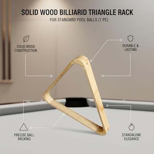 Solid Wood Billiard Triangle Rack for Standard Pool Balls - Durable Wooden Frame for 8-Ball & 9-Ball Games - color: Silver