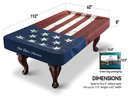 Pool Table Cover, Waterproof Indoor/Outdoor Heavy Leatherette Pool Table Accessories, Billiards Accessories for Protecting Felt, 7/8/9 Feet Fitted Billiard Covers Red & Blue(9FT/OG)