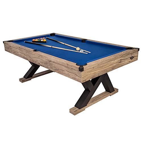 American Legend Billiard Table with Rustic Wood Finish - color: Blue 84