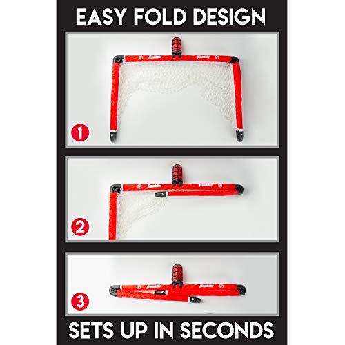 Franklin Sports Mini Hockey Goal Set - NHL Light Up Knee Hockey Goal and Stick Set with Hockey Ball - Perfect for Indoor Floor Hockey and Knee Hockey, Red, 36" L x 36" W x 24" H