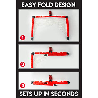Franklin Sports Mini Hockey Goal Set - NHL Light Up Knee Hockey Goal and Stick Set with Hockey Ball - Perfect for Indoor Floor Hockey and Knee Hockey, Red, 36" L x 36" W x 24" H
