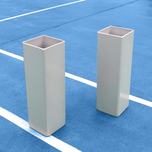 Katop In Ground Tennis Net Set, 4” Square Aluminum Posts & Heavy Duty Double-Layer Tennis Net, Unique Built-in Winder Design, Sturdy and Durable, Follows ITF Standards - style: Only Posts